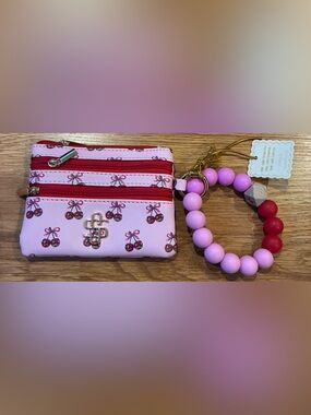Simply Southern Pink Cherry Wristlet with Beaded Keyring